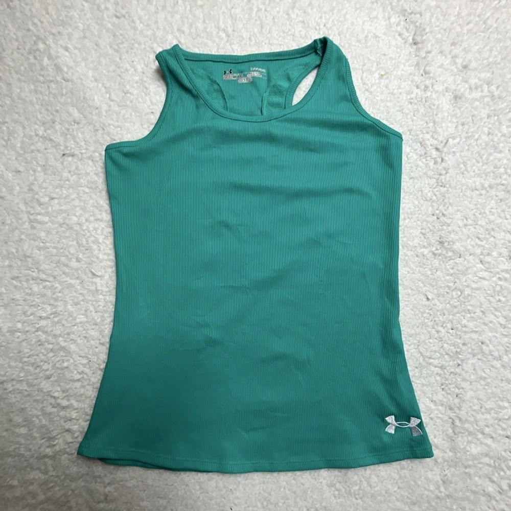 Under Armour Women's Turquoise HeatGear Racerback Athletic Tank Top YLG